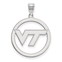 Sterling Silver Rhodium-plated LogoArt Virginia Tech V-t Extra Large Circle Pendant view 1