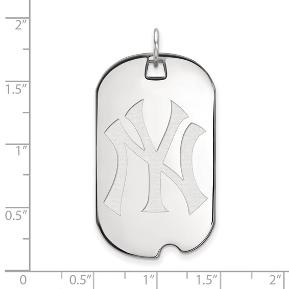 10k White Gold Major League Baseball LogoArt New York Yankees N-Y Large Dog Tag Pendant