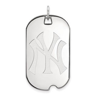 10k White Gold Major League Baseball LogoArt New York Yankees N-Y Large Dog Tag Pendant