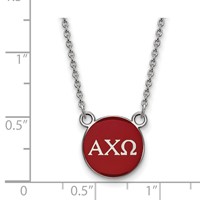 Sterling Silver Rhodium-plated LogoArt Alpha Chi Omega Sorority Greek Letters Small Color Enamel Pendant Necklace, 18" view 2