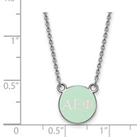 Sterling Silver Rhodium-plated LogoArt Alpha Epsilon Phi Sorority Greek Letters Extra Small Color Enamel Pendant Necklace, 18" view 2