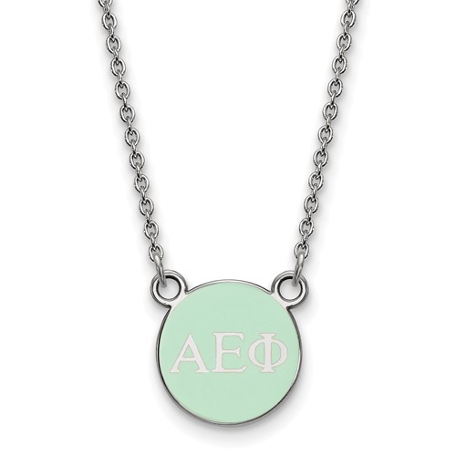 Sterling Silver Rhodium-plated LogoArt Alpha Epsilon Phi Sorority Greek Letters Extra Small Color Enamel Pendant Necklace, 18"