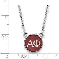 Sterling Silver Rhodium-plated LogoArt Alpha Phi Sorority Greek Letters Small Color Enamel Pendant Necklace, 18" view 2