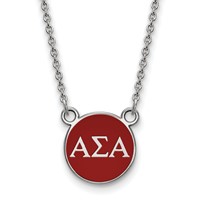 Sterling Silver Rhodium-plated LogoArt Alpha Sigma Alpha Sorority Greek Letters Small Color Enamel Pendant Necklace, 18" view 1