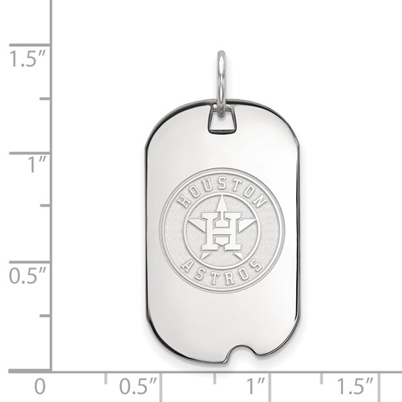 Sterling Silver Rhodium Plated Major League Baseball LogoArt Houston Astros Small Dog Tag