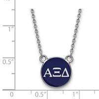 Sterling Silver Rhodium-plated LogoArt Alpha Xi Delta Sorority Greek Letters Small Color Enamel Pendant Necklace, 18" view 2