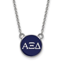 Sterling Silver Rhodium-plated LogoArt Alpha Xi Delta Sorority Greek Letters Small Color Enamel Pendant Necklace, 18" view 1
