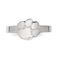Sterling Silver Rhodium-plated LogoArt Clemson University Tiger Paw Toe Ring view 4