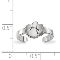 Sterling Silver Rhodium-plated LogoArt Clemson University Tiger Paw Toe Ring view 5