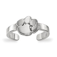 Sterling Silver Rhodium-plated LogoArt Clemson University Tiger Paw Toe Ring view 1