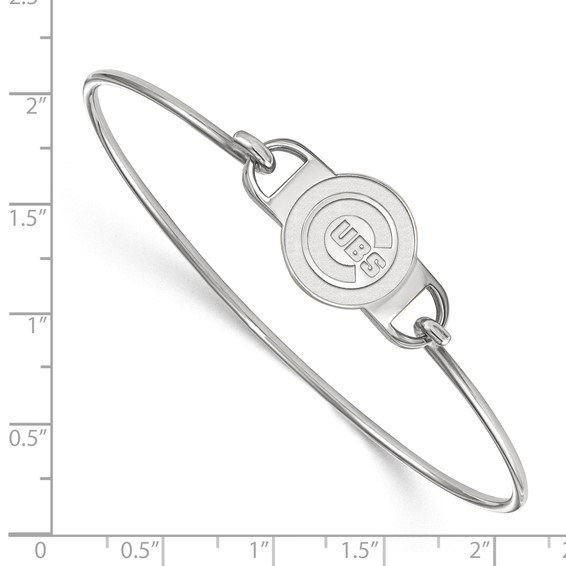Sterling Silver Rhodium Plated Major League Baseball LogoArt Chicago Cubs Wire Bangle
