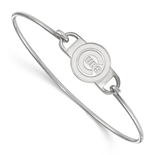 Sterling Silver Rhodium Plated Major League Baseball LogoArt Chicago Cubs Wire Bangle