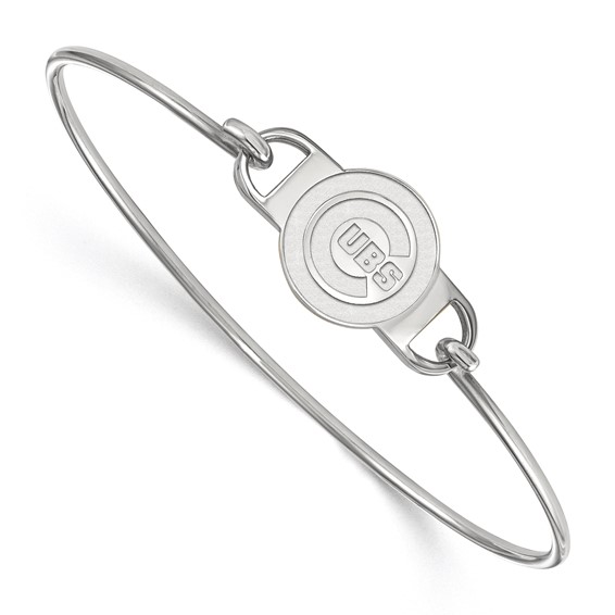Sterling Silver Rhodium Plated Major League Baseball LogoArt Chicago Cubs Wire Bangle