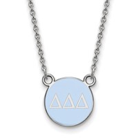 Sterling Silver Rhodium-plated LogoArt Delta Delta Delta Sorority Greek Letters Small Color Enamel Pendant Necklace, 18" view 1
