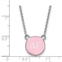 Sterling Silver Rhodium-plated LogoArt Delta Gamma Sorority Greek Letters Small Color Enamel Pendant Necklace, 18" view 2