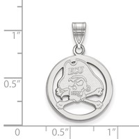 Sterling Silver Rhodium-plated LogoArt East Carolina University Pirate Small Circle Pendant view 2