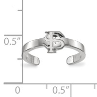 Sterling Silver Rhodium-plated LogoArt Florida State University F-s Toe Ring view 5