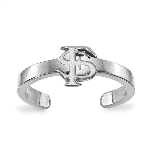 Sterling Silver Rhodium-plated LogoArt Florida State University F-s Toe Ring