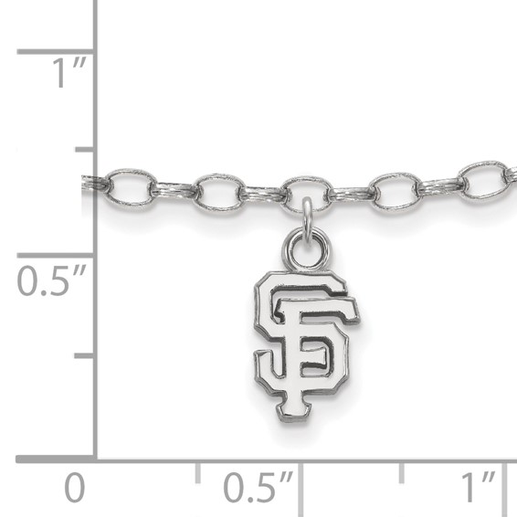 Sterling Silver Rhodium Plated Major League Baseball LogoArt San Francisco Giants S-F Anklet