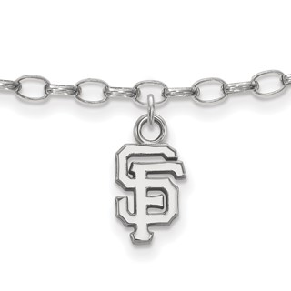 Sterling Silver Rhodium Plated Major League Baseball LogoArt San Francisco Giants S-F Anklet