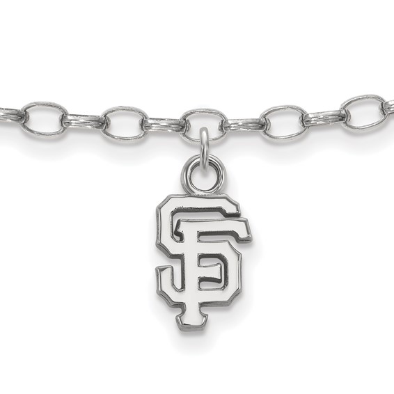 Sterling Silver Rhodium Plated Major League Baseball LogoArt San Francisco Giants S-F Anklet