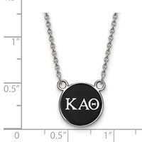 Sterling Silver Rhodium-plated LogoArt Kappa Alpha Theta Sorority Greek Letters Small Color Enamel Pendant Necklace, 18" view 2