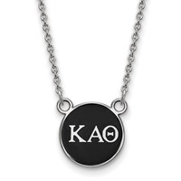 Sterling Silver Rhodium-plated LogoArt Kappa Alpha Theta Sorority Greek Letters Small Color Enamel Pendant Necklace, 18" view 1