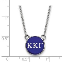 Sterling Silver Rhodium-plated LogoArt Kappa Kappa Gamma Sorority Greek Letters Small Color Enamel Pendant 18 Inch Necklace view 2