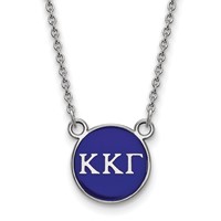 Sterling Silver Rhodium-plated LogoArt Kappa Kappa Gamma Sorority Greek Letters Small Color Enamel Pendant 18 Inch Necklace view 1