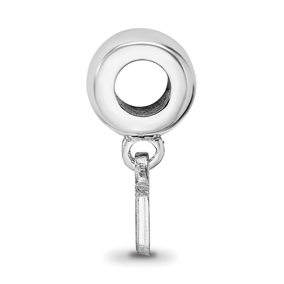 Sterling Silver Rhodium-plated LogoArt Louisiana State University L-S-U Extra Small Dangle Bead Charm
