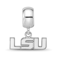Sterling Silver Rhodium-plated LogoArt Louisiana State University L-s-u Extra Small Dangle Bead Charm view 3