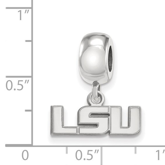 Sterling Silver Rhodium-plated LogoArt Louisiana State University L-S-U Extra Small Dangle Bead Charm