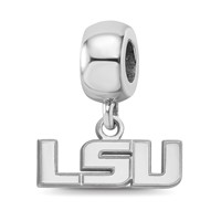 Sterling Silver Rhodium-plated LogoArt Louisiana State University L-s-u Extra Small Dangle Bead Charm view 1