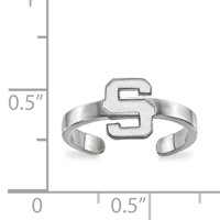 Sterling Silver Rhodium-plated LogoArt Michigan State University Letter S Toe Ring view 5