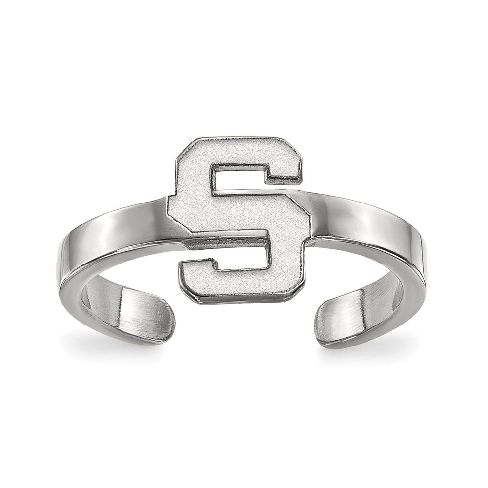 Sterling Silver Rhodium-plated LogoArt Michigan State University Letter S Toe Ring