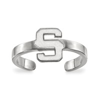 Sterling Silver Rhodium-plated LogoArt Michigan State University Letter S Toe Ring view 1