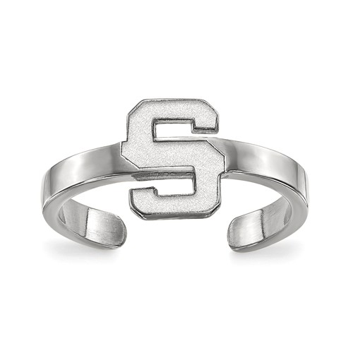 Sterling Silver Rhodium-plated LogoArt Michigan State University Letter S Toe Ring