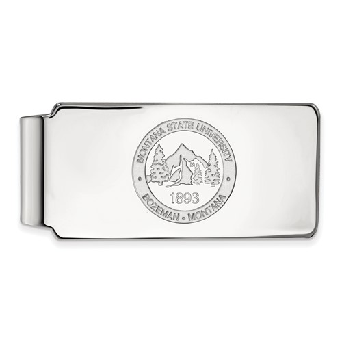 Sterling Silver Rhodium-plated LogoArt Montana State University Crest Money Clip