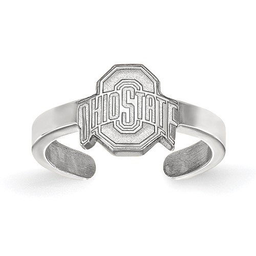 Sterling Silver Rhodium-plated LogoArt the Ohio State University Toe Ring