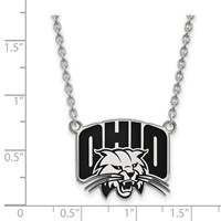 Sterling Silver Rhodium-plated LogoArt Ohio University Large Enameled Pendant Necklace, 18" view 2