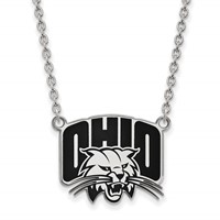 Sterling Silver Rhodium-plated LogoArt Ohio University Large Enameled Pendant Necklace, 18" view 1
