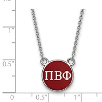 Sterling Silver Rhodium-plated LogoArt Pi Beta Phi Sorority Greek Letters Small Color Enamel Pendant Necklace, 18" view 2