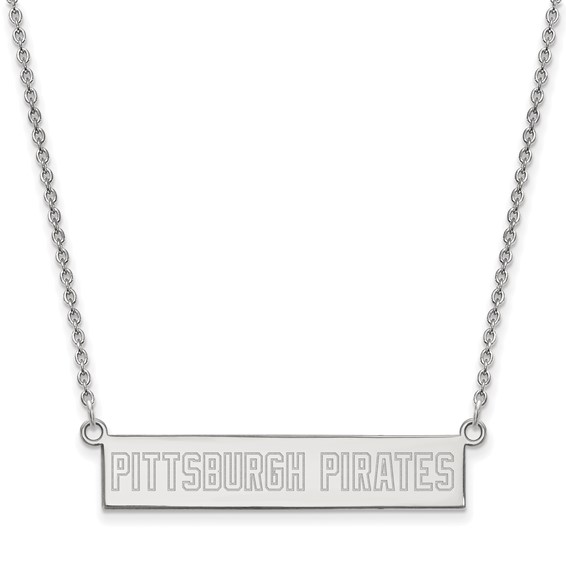 Sterling Silver Rhodium Plated Major League Baseball LogoArt Pittsburgh Pirates Bar Necklace