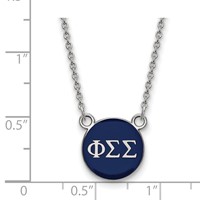 Sterling Silver Rhodium-plated LogoArt Phi Sigma Sigma Sorority Greek Letters Small Color Enamel Pendant Necklace, 18" view 2