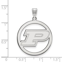 Sterling Silver Rhodium-plated LogoArt Purdue University Letter P Extra Large Circle Pendant view 2