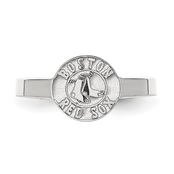 Sterling Silver Rhodium-plated MLB LogoArt Boston Red Sox Toe Ring