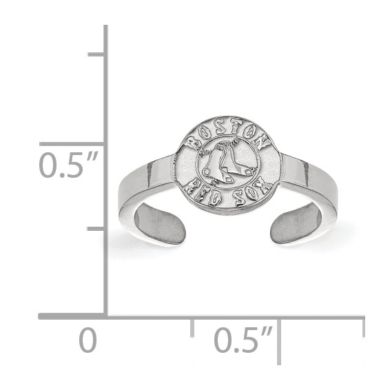 Sterling Silver Rhodium-plated MLB LogoArt Boston Red Sox Toe Ring