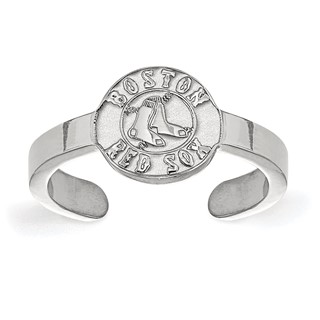 Sterling Silver Rhodium-plated MLB LogoArt Boston Red Sox Toe Ring