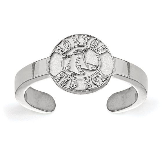 Sterling Silver Rhodium-plated MLB LogoArt Boston Red Sox Toe Ring