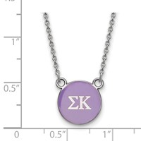 Sterling Silver Rhodium-plated LogoArt Sigma Kappa Sorority Greek Letters Small Color Enamel Pendant Necklace, 18" view 2